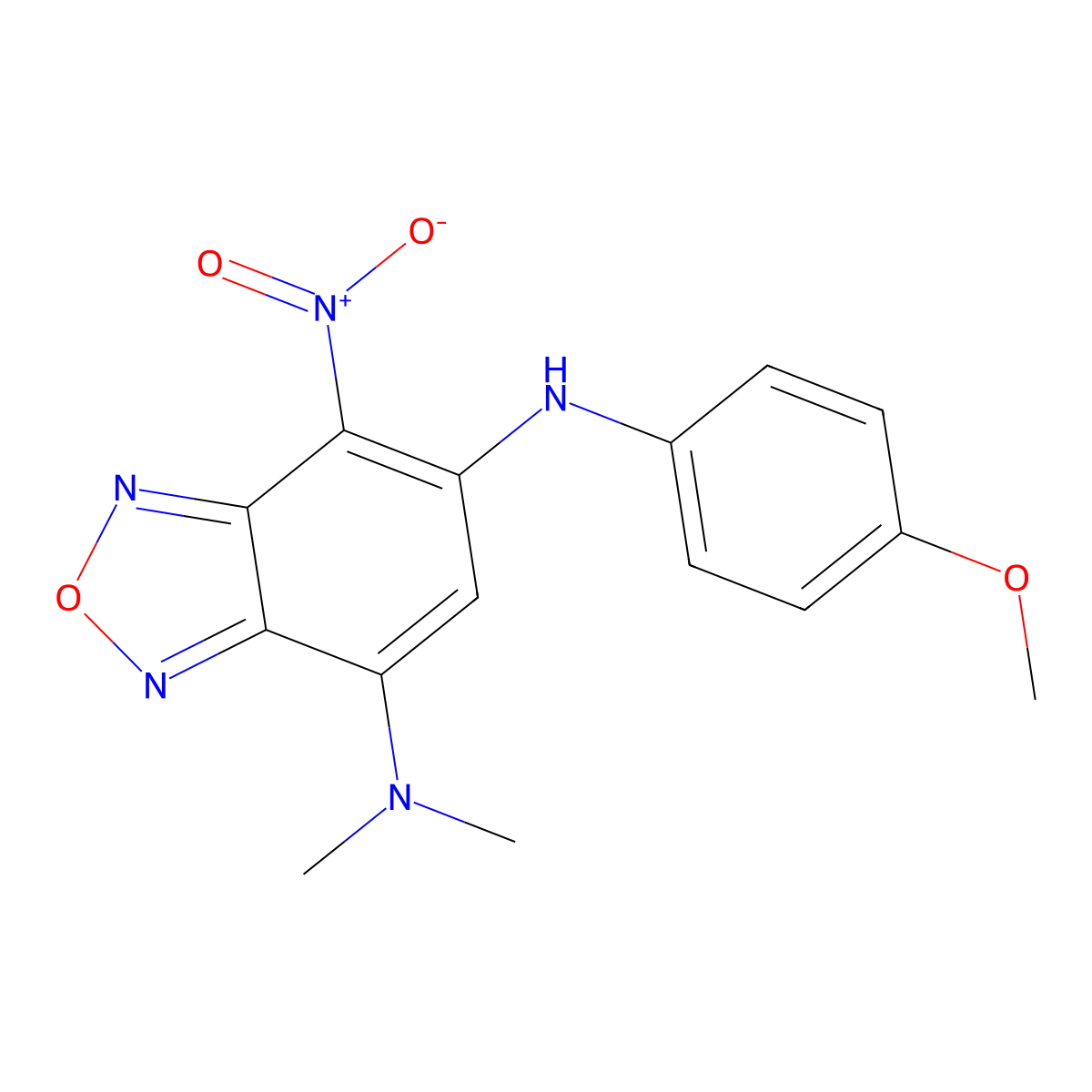 5-N-(4-methoxyphenyl)-7-N,7-N-dimethyl-4-nitro-2,1,3-benzoxadiazole-5,7-diamine molecular structure, CAS 353507-65-0