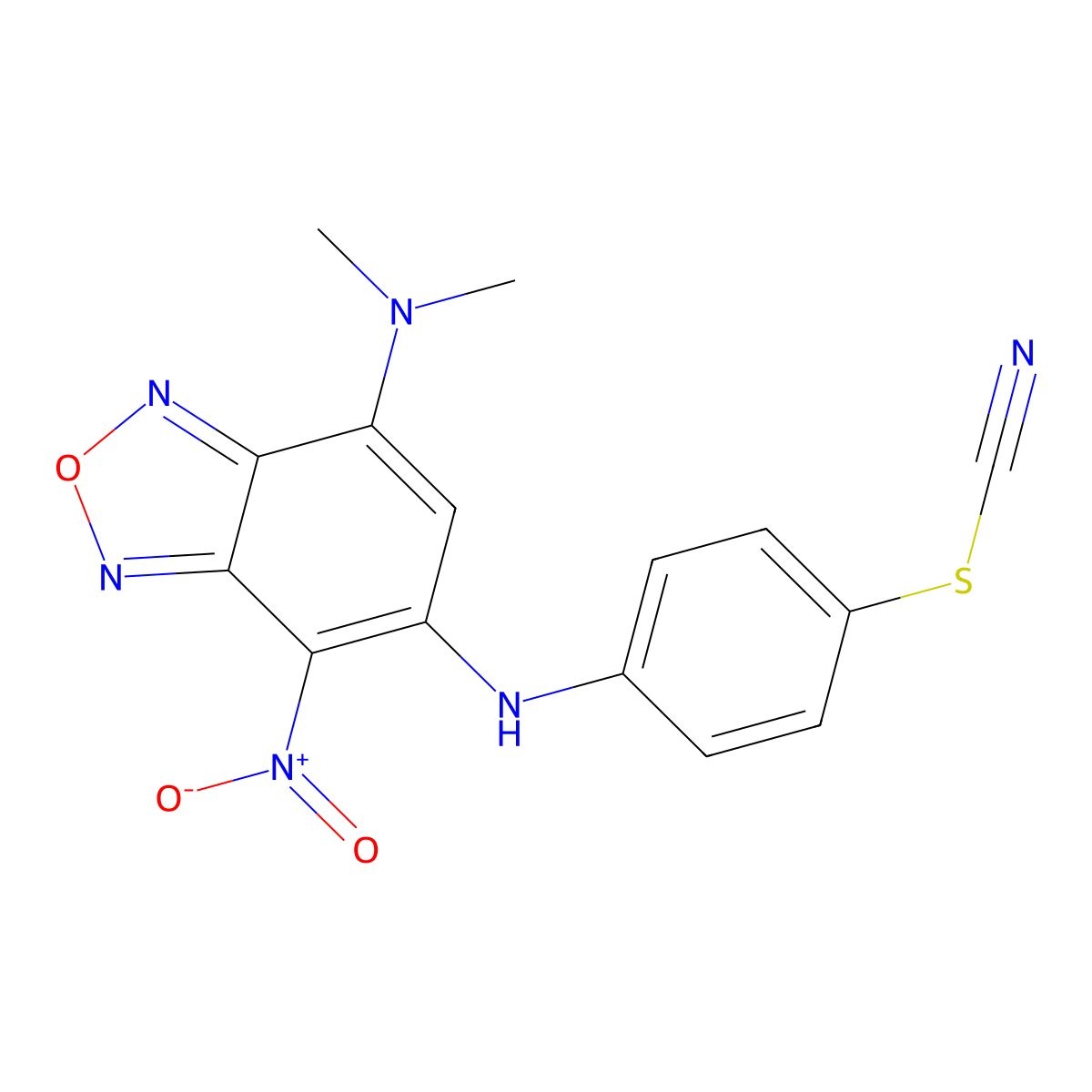 4-({7-(Dimethylamino)-4-nitro-2,1,3-benzoxadiazol-5-yl}amino)phenyl thiocyanate molecular structure, CAS 353507-66-1