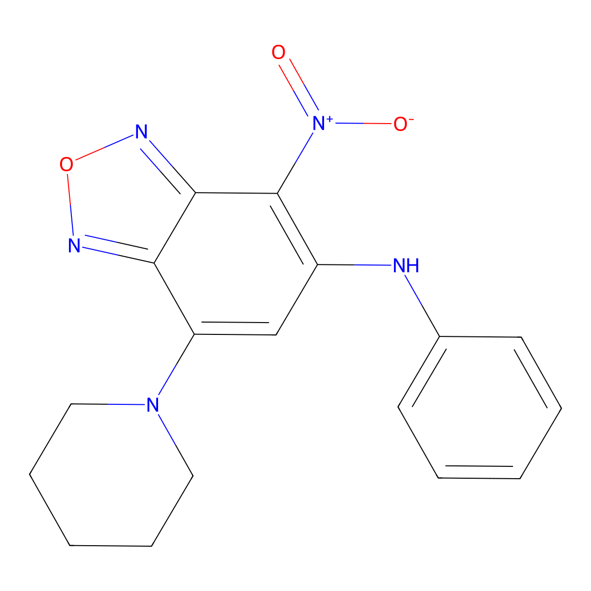 5-Anilino-4-nitro-7-(1-piperidinyl)-2,1,3-benzoxadiazole molecular structure, CAS 353507-69-4