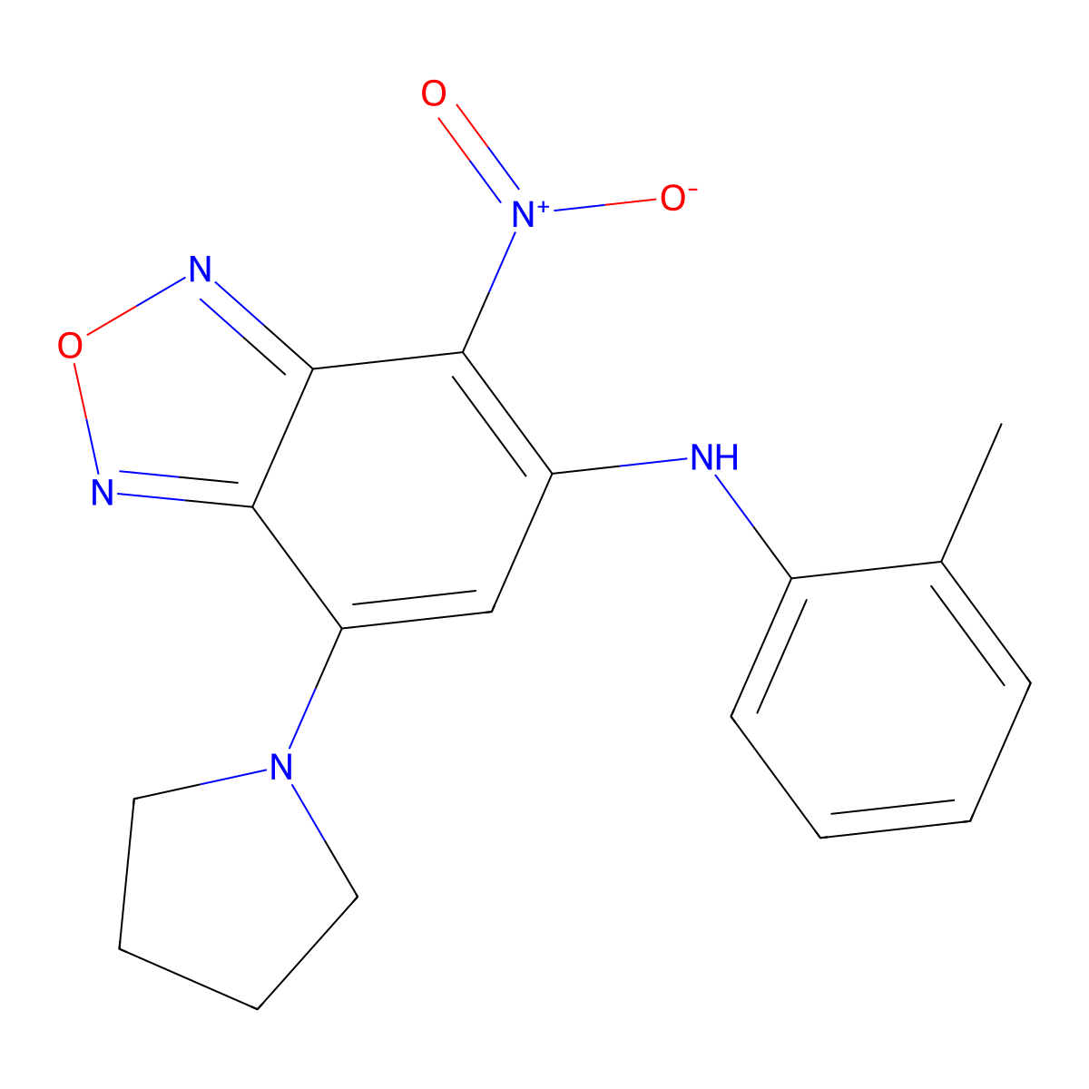 N-(2-methylphenyl)-4-nitro-7-pyrrolidin-1-yl-2,1,3-benzoxadiazol-5-amine molecular structure, CAS 353507-71-8
