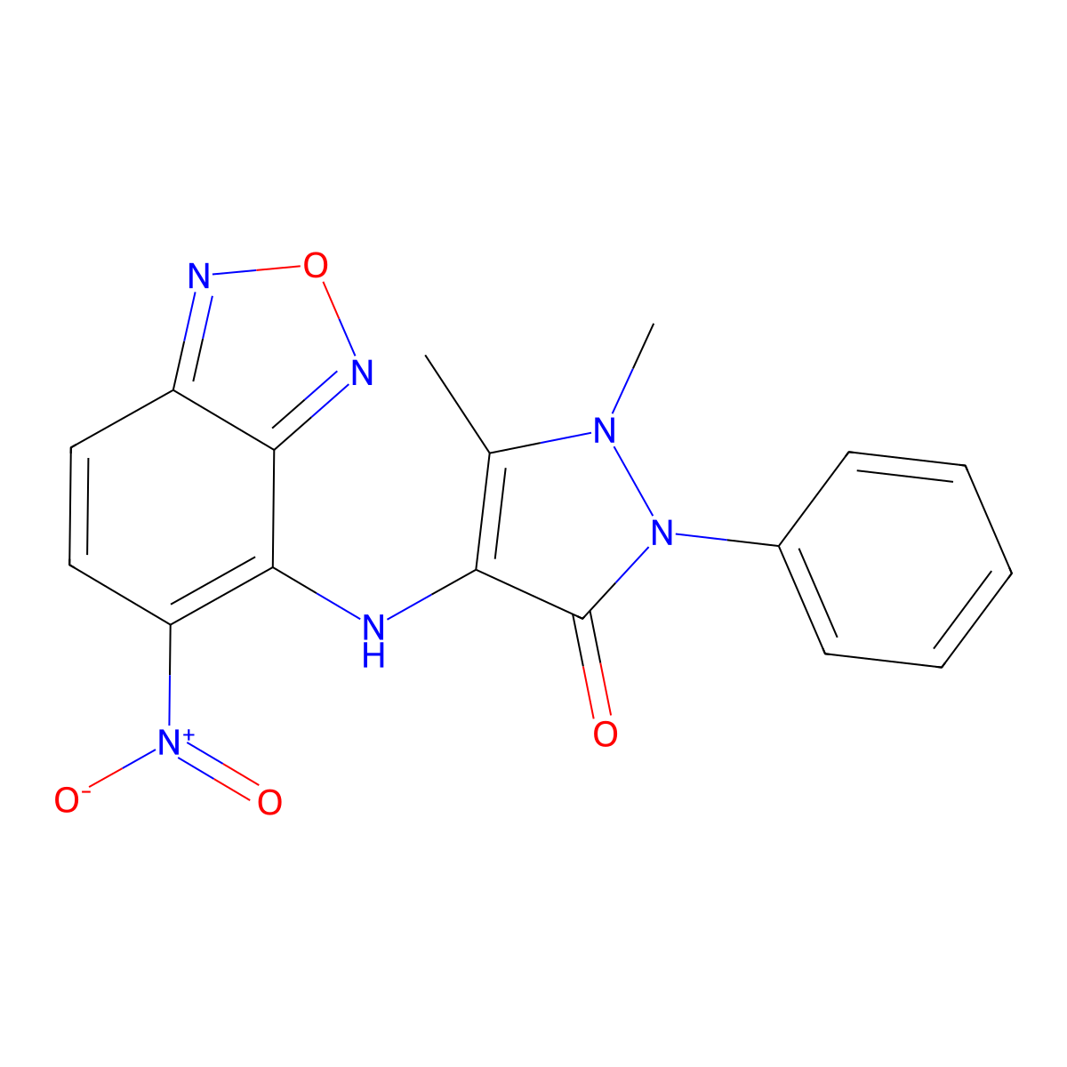 1,5-Dimethyl-4-[(5-nitro-2,1,3-benzoxadiazol-4-yl)amino]-2-phenylpyrazol-3-one molecular structure, CAS 353508-13-1