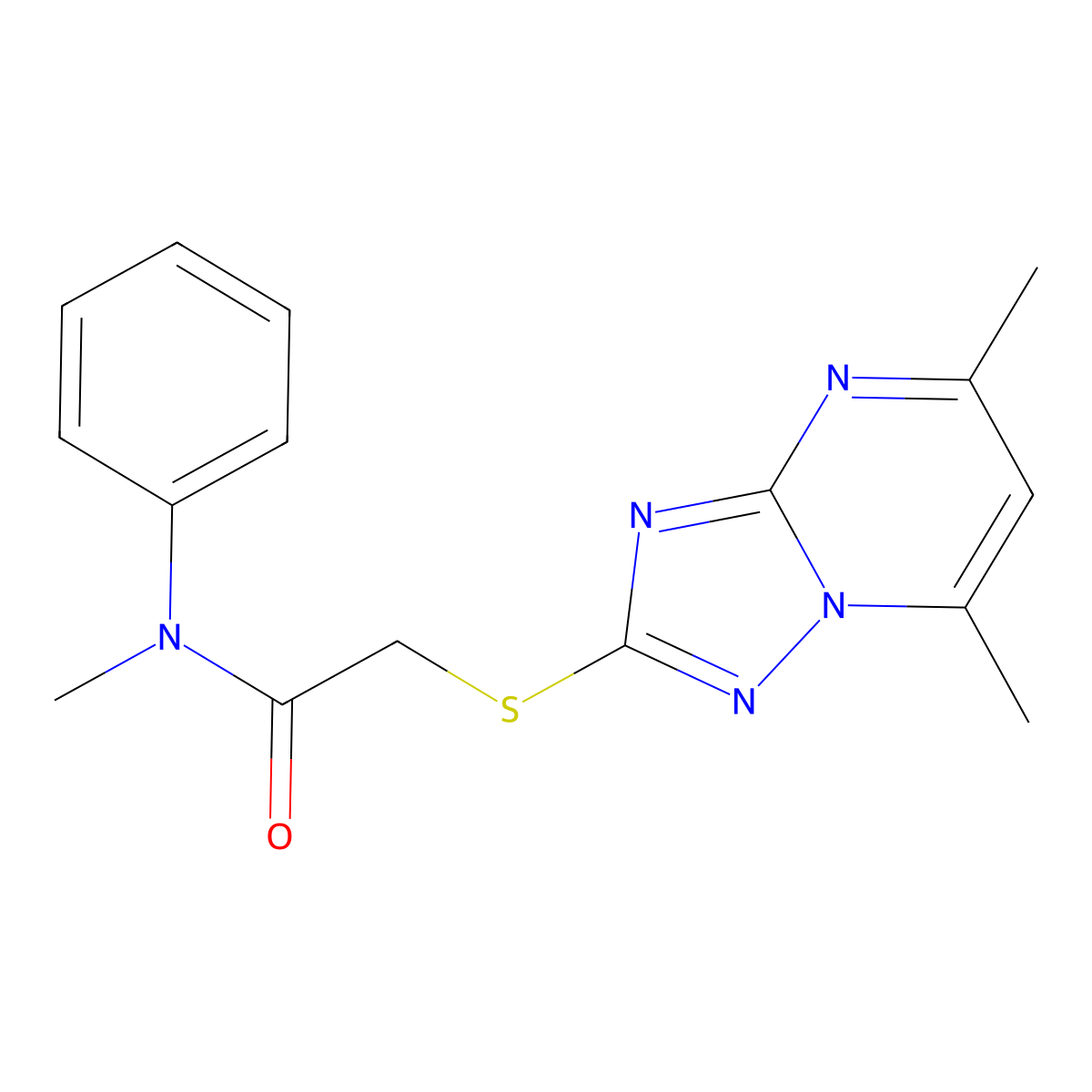 2-[(5,7-dimethyl[1,2,4]triazolo[1,5-a]pyrimidin-2-yl)sulfanyl]-N-methyl-N-phenylacetamide molecular structure, CAS 353508-37-9