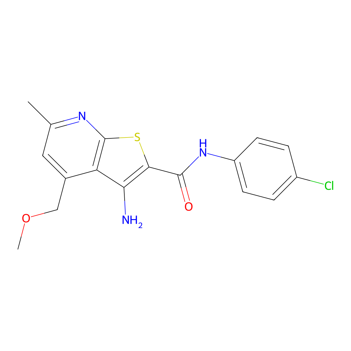 3-amino-N-(4-chlorophenyl)-4-(methoxymethyl)-6-methylthieno[2,3-b]pyridine-2-carboxamide molecular structure, CAS 353508-96-0