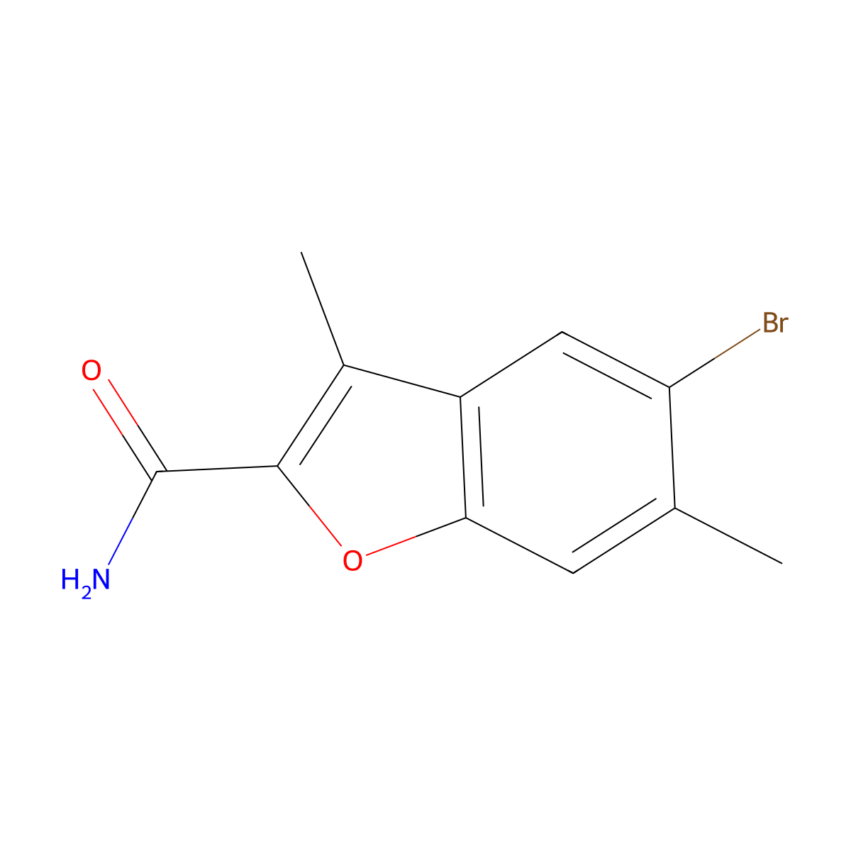 5-Bromo-3,6-dimethylbenzofuran-2-carboxamide molecular structure, CAS 35351-29-2
