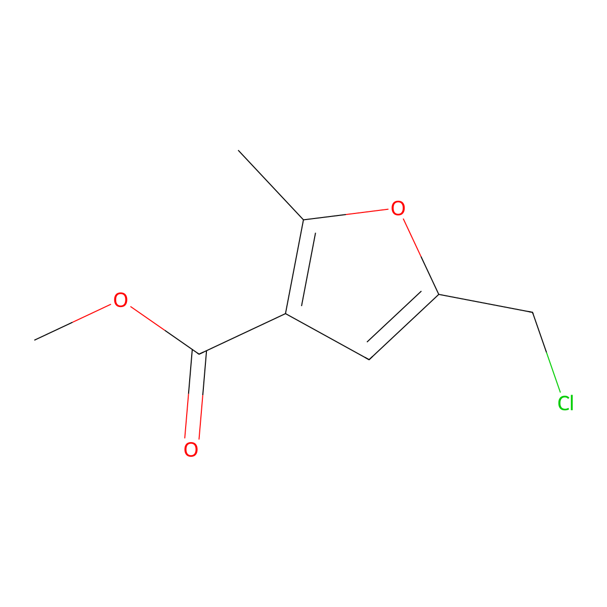 Methyl 5-(chloromethyl)-2-methylfuran-3-carboxylate molecular structure, CAS 35351-32-7