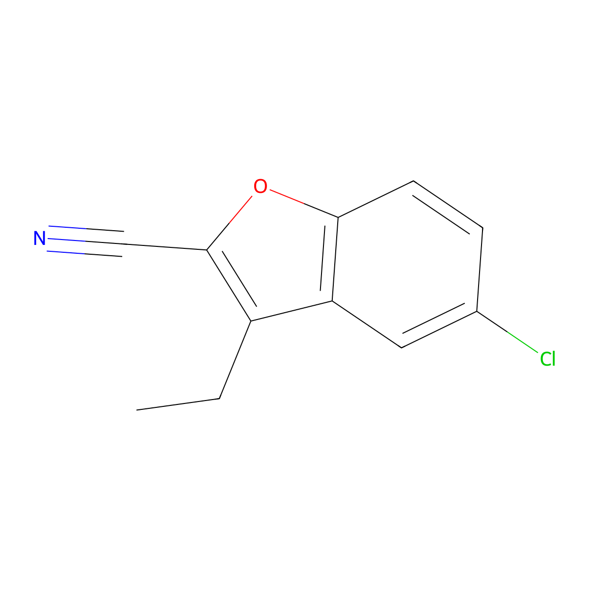 5-Chloro-3-ethyl-benzofuran-2-carbonitrile molecular structure, CAS 35351-67-8