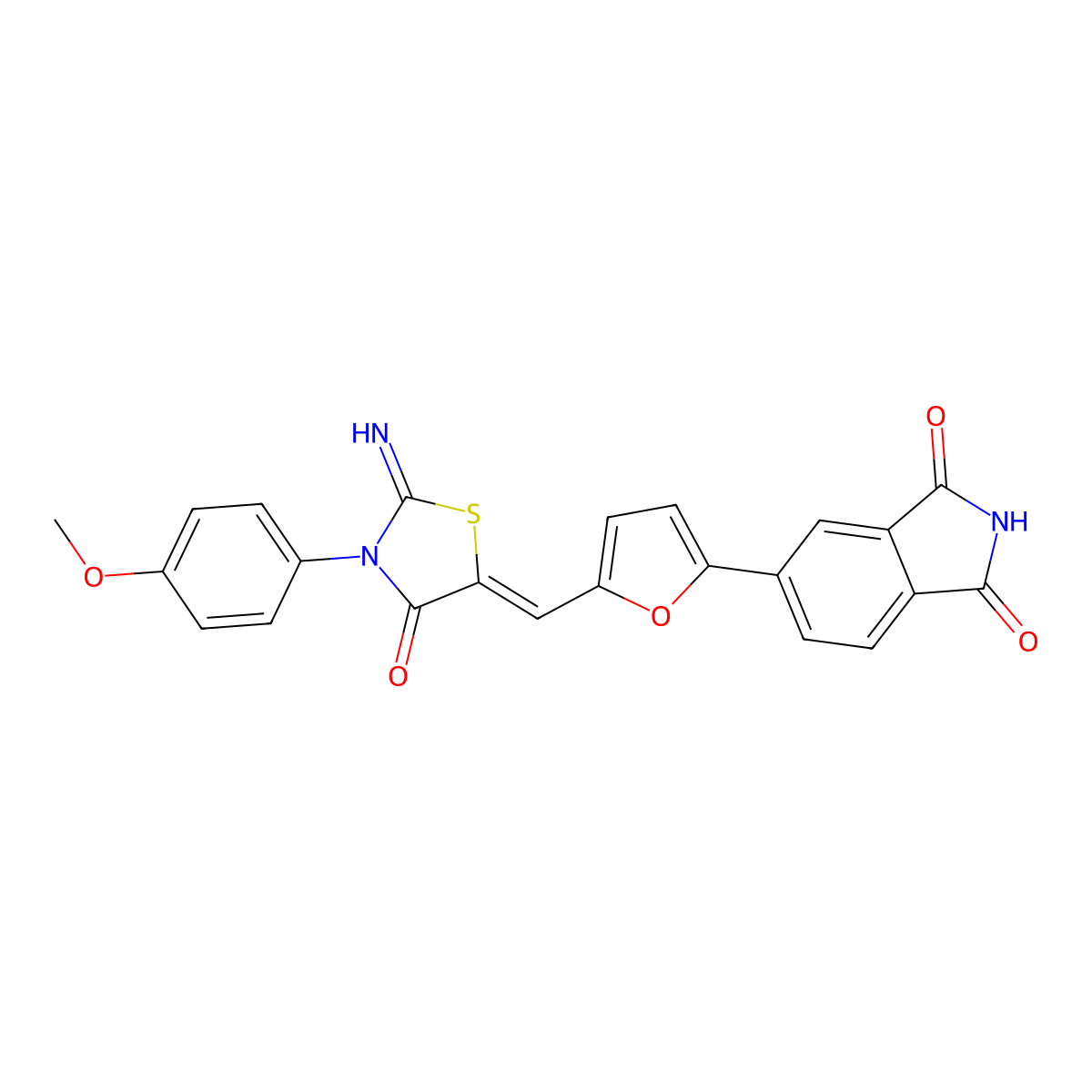 1H-Isoindole-1,3(2H)-dione, 5-[5-[[2-iMino-3-(4-Methoxyphenyl)-4-oxo-5-thiazolidinylidene]Methyl]-2-furanyl]- molecular structure, CAS 353510-21-1