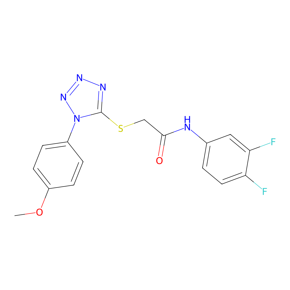 N-(3,4-difluorophenyl)-2-[1-(4-methoxyphenyl)tetrazol-5-yl]sulfanylacetamide molecular structure, CAS 353510-34-6