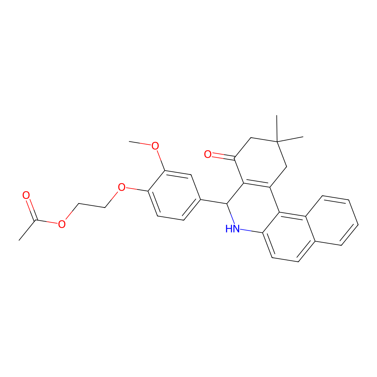 2-[4-(2,2-Dimethyl-4-oxo-1,3,5,6-tetrahydrobenzo[a]phenanthridin-5-yl)-2-methoxyphenoxy]ethyl acetate molecular structure, CAS 353510-40-4
