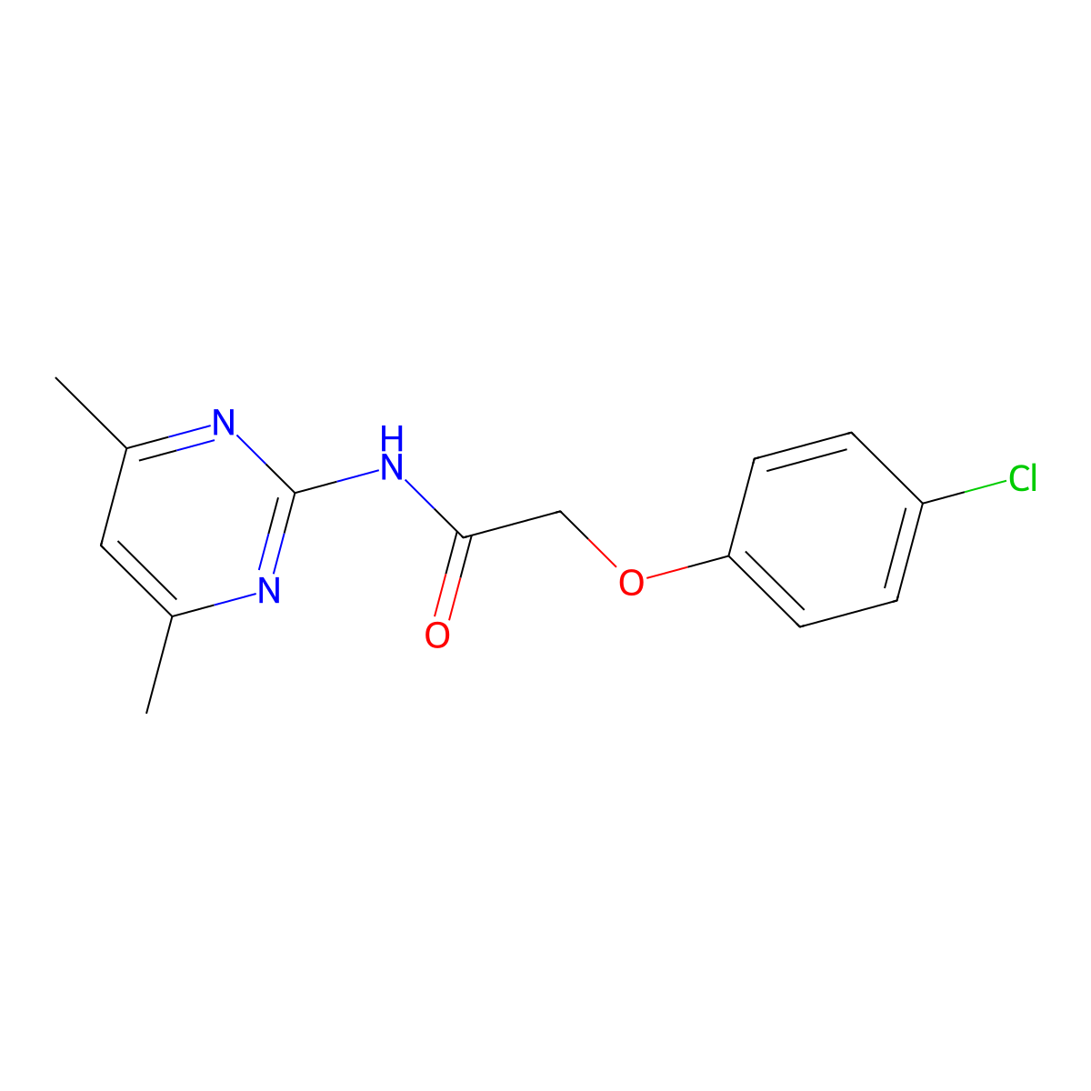 2-(4-chlorophenoxy)-N-(4,6-dimethylpyrimidin-2-yl)acetamide molecular structure, CAS 353510-84-6