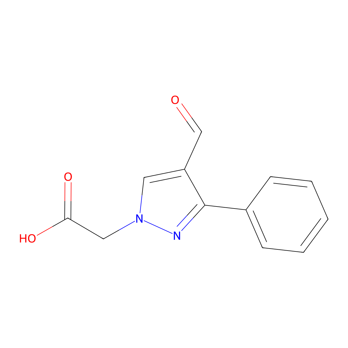 2-(4-formyl-3-phenyl-1H-pyrazol-1-yl)acetic acid molecular structure, CAS 353514-39-3