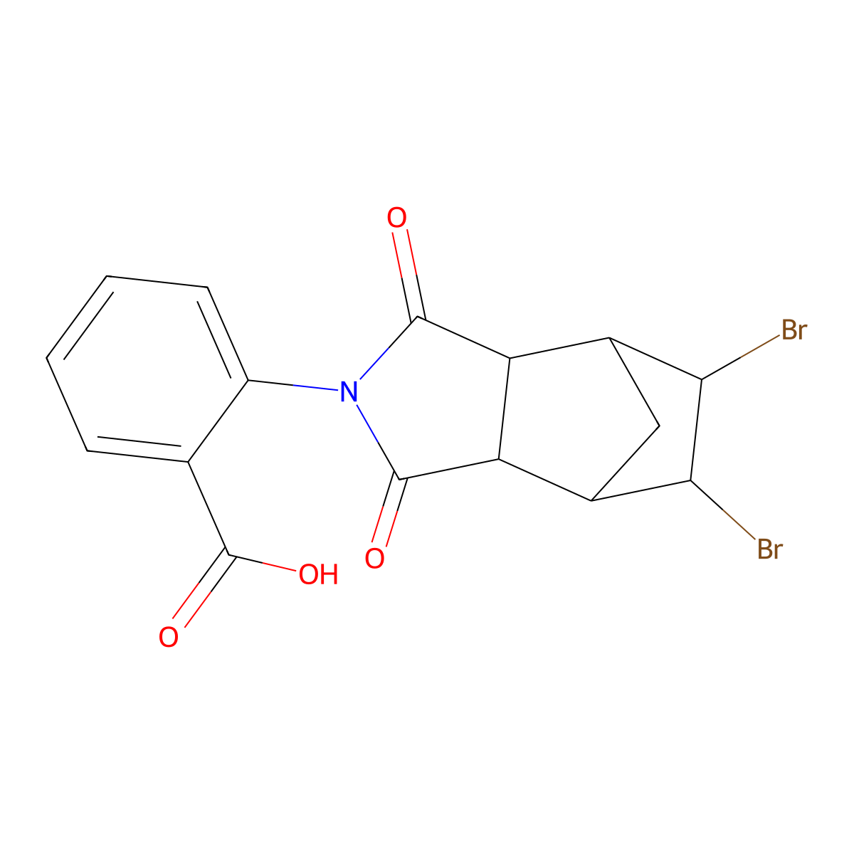2-(5,6-dibromo-1,3-dioxooctahydro-2H-4,7-methanoisoindol-2-yl)benzoic acid molecular structure, CAS 353514-65-5