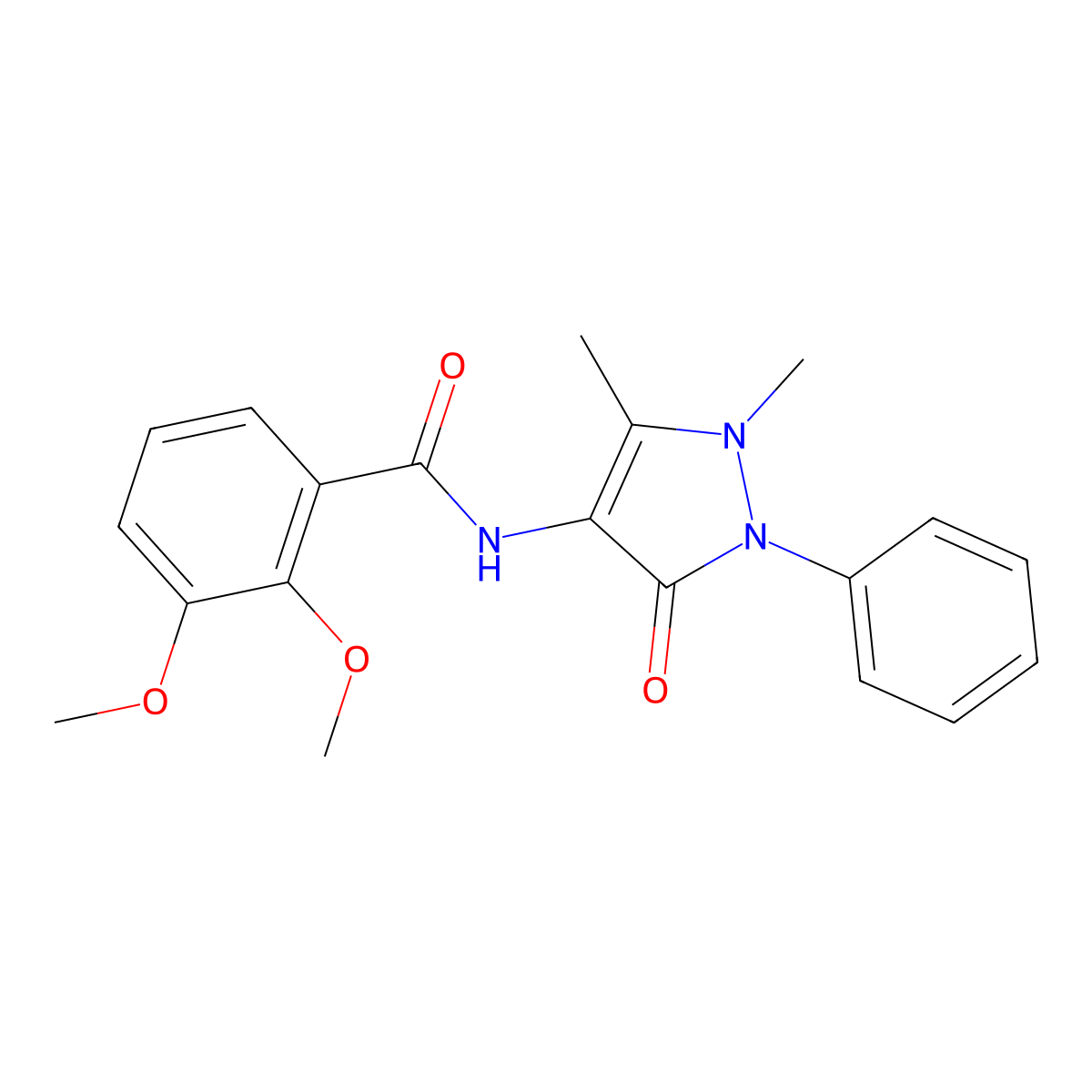 N-(1,5-dimethyl-3-oxo-2-phenylpyrazol-4-yl)-2,3-dimethoxybenzamide molecular structure, CAS 353515-35-2
