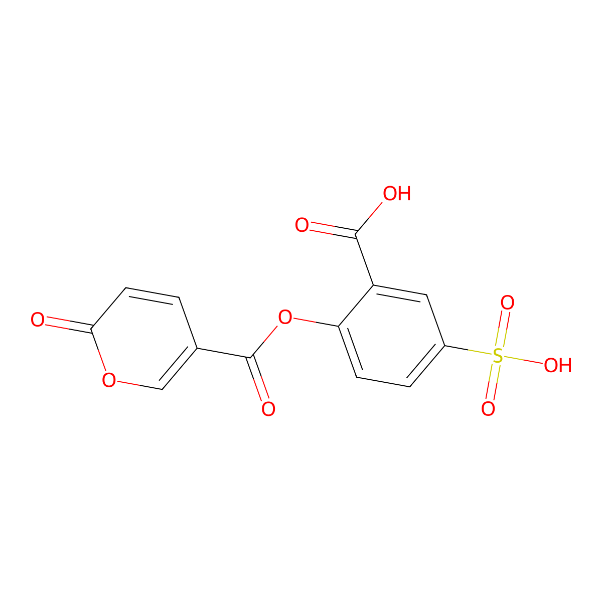 2-(6-Oxopyran-3-carbonyl)oxy-5-sulfobenzoic acid molecular structure, CAS 353515-90-9