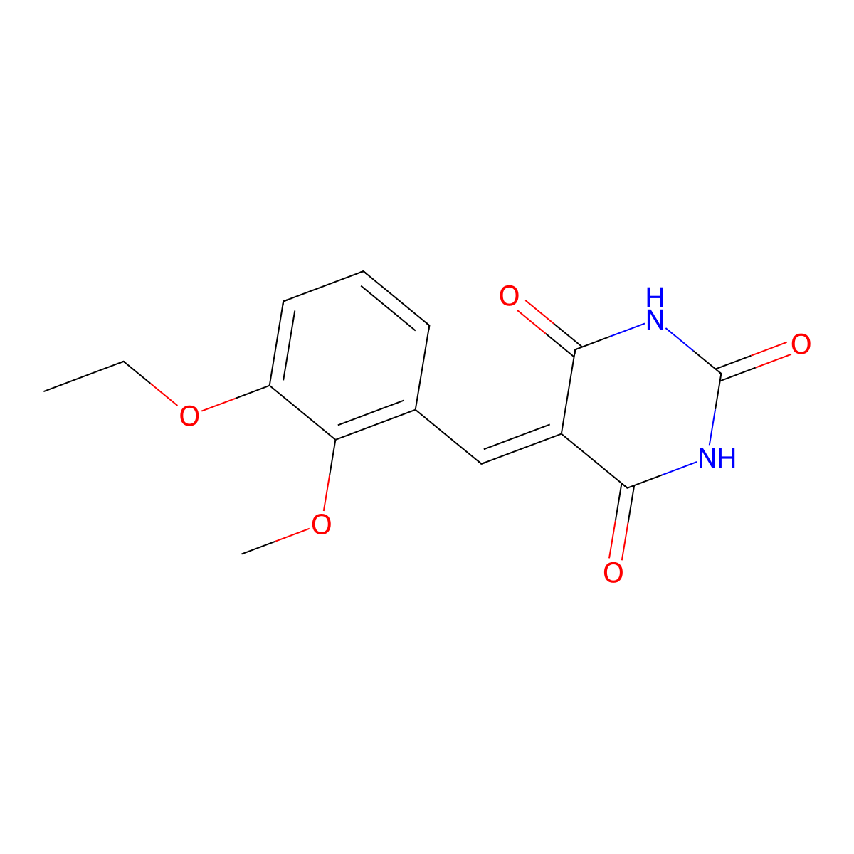 5-(3-ethoxy-2-methoxybenzylidene)-2,4,6(1H,3H,5H)-pyrimidinetrione molecular structure, CAS 353516-75-3