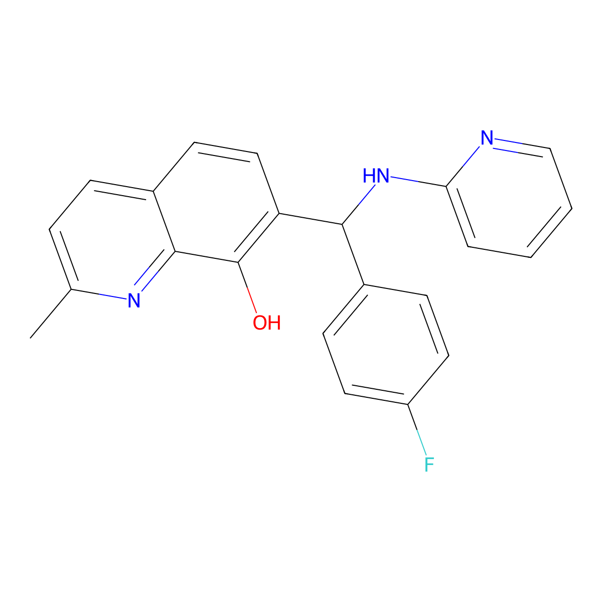 7-[(4-Fluorophenyl)-(pyridin-2-ylamino)methyl]-2-methylquinolin-8-ol molecular structure, CAS 353517-00-7