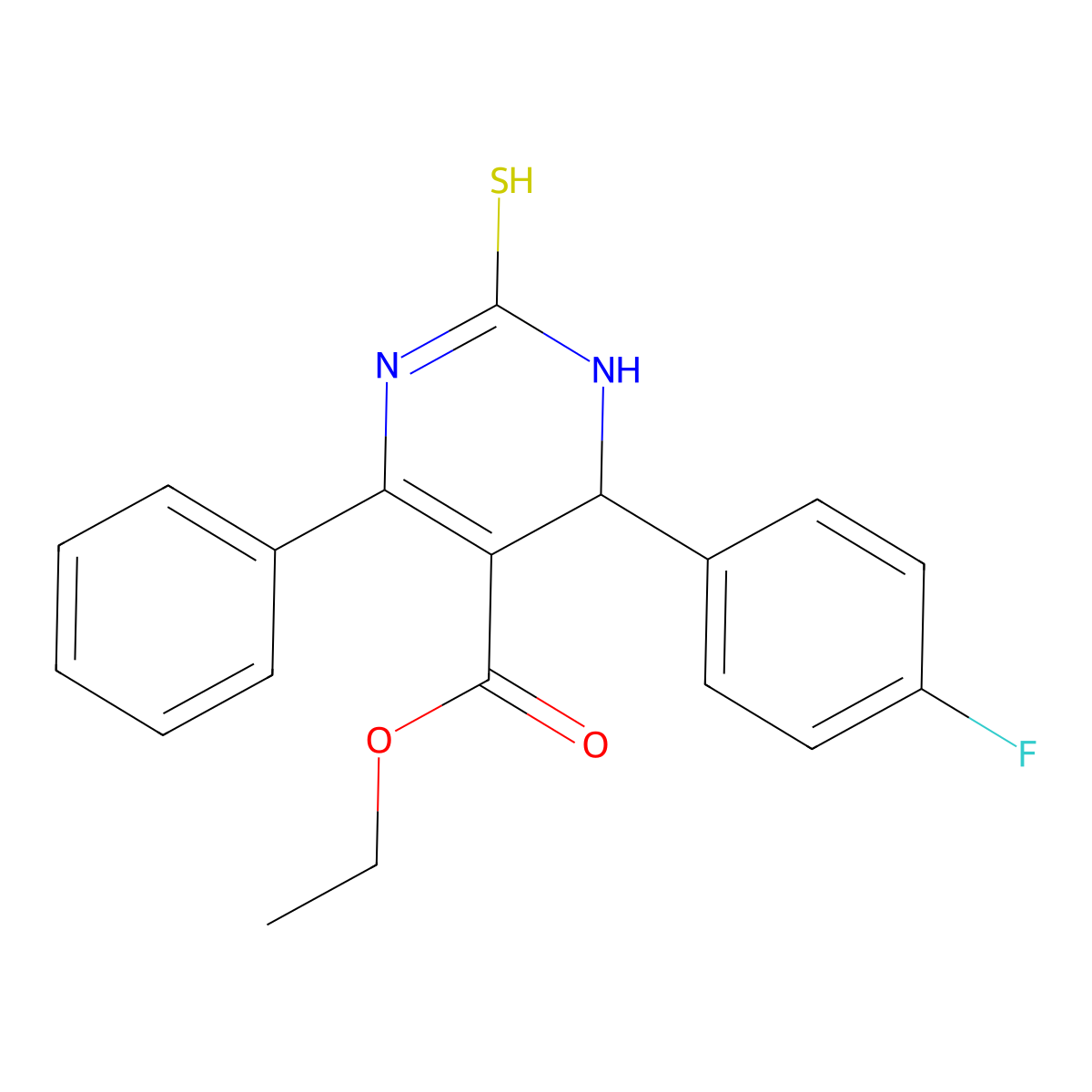 Ethyl 6-(4-fluorophenyl)-4-phenyl-2-sulfanyl-1,6-dihydropyrimidine-5-carboxylate molecular structure, CAS 353517-09-6