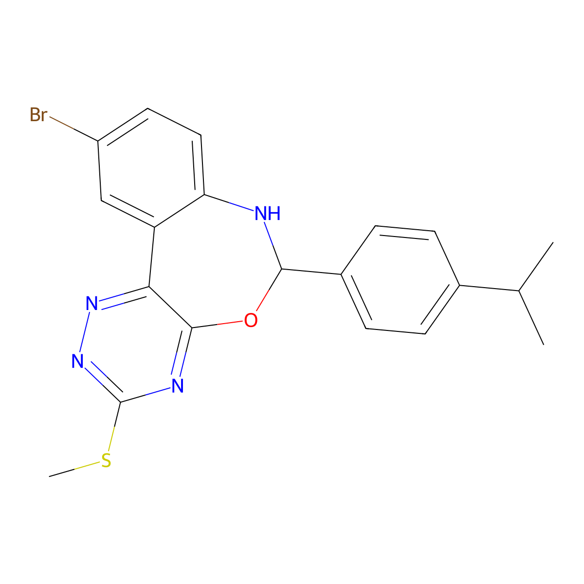 10-Bromo-6-(4-isopropylphenyl)-3-(methylsulfanyl)-6,7-dihydro[1,2,4]triazino[5,6-d][3,1]benzoxazepine molecular structure, CAS 353517-54-1