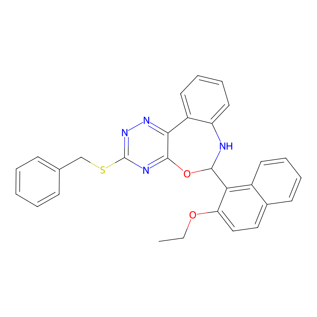 3-(Benzylsulfanyl)-6-(2-ethoxy-1-naphthyl)-6,7-dihydro[1,2,4]triazino[5,6-d][3,1]benzoxazepine molecular structure, CAS 353517-70-1