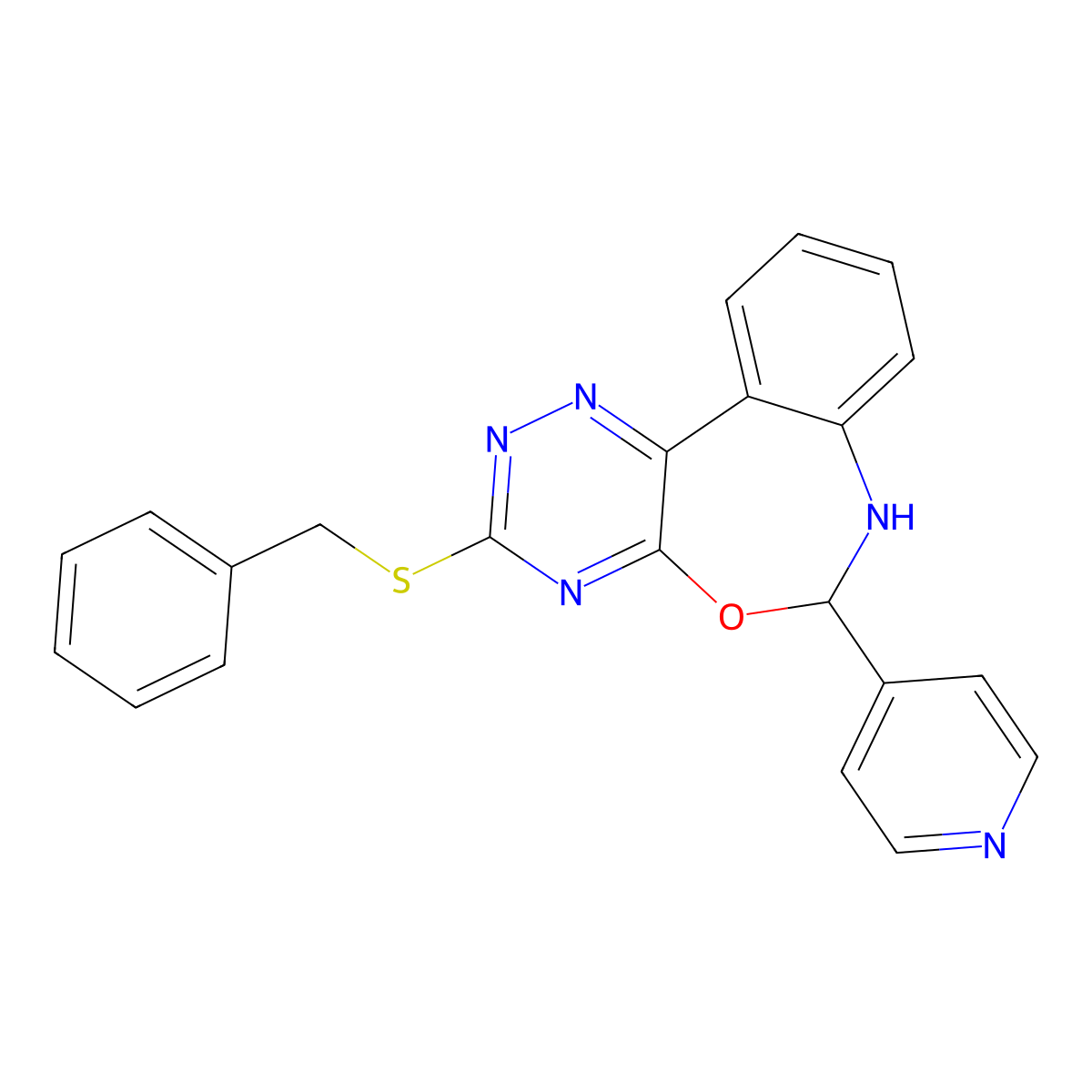 3-Benzylsulfanyl-6-pyridin-4-yl-6,7-dihydro-[1,2,4]triazino[5,6-d][3,1]benzoxazepine molecular structure, CAS 353517-71-2