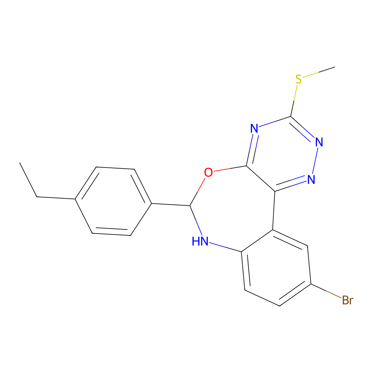 10-Bromo-6-(4-ethylphenyl)-6,7-dihydro[1,2,4]triazino[5,6-d][3,1]benzoxazepin-3-yl methyl sulfide molecular structure, CAS 353517-74-5