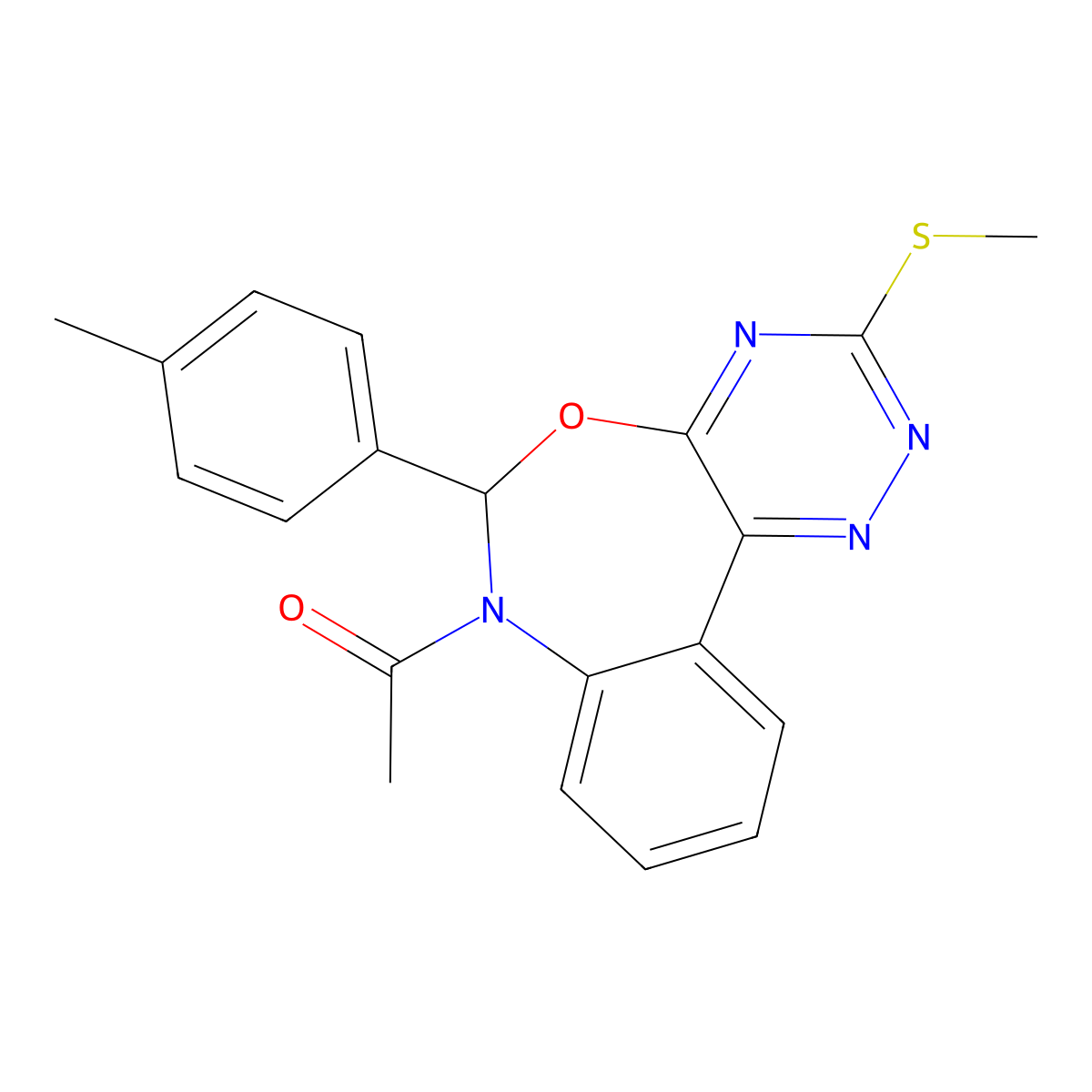 7-Acetyl-6-(4-methylphenyl)-6,7-dihydro[1,2,4]triazino[5,6-d][3,1]benzoxazepin-3-yl methyl sulfide molecular structure, CAS 353518-10-2