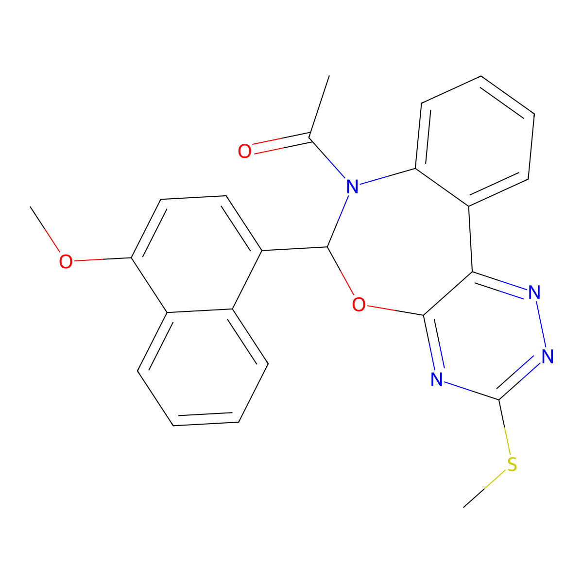 1-[6-(4-methoxynaphthalen-1-yl)-3-methylsulfanyl-6H-[1,2,4]triazino[5,6-d][3,1]benzoxazepin-7-yl]ethanone molecular structure, CAS 353518-36-2