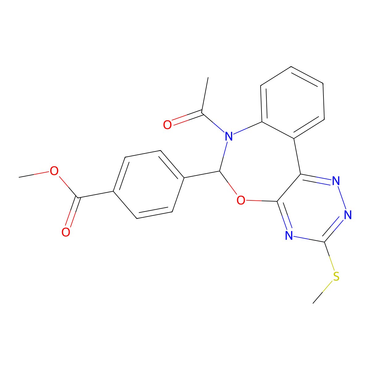 Methyl 4-[7-acetyl-3-(methylsulfanyl)-6,7-dihydro[1,2,4]triazino[5,6-d][3,1]benzoxazepin-6-yl]benzoate molecular structure, CAS 353518-47-5