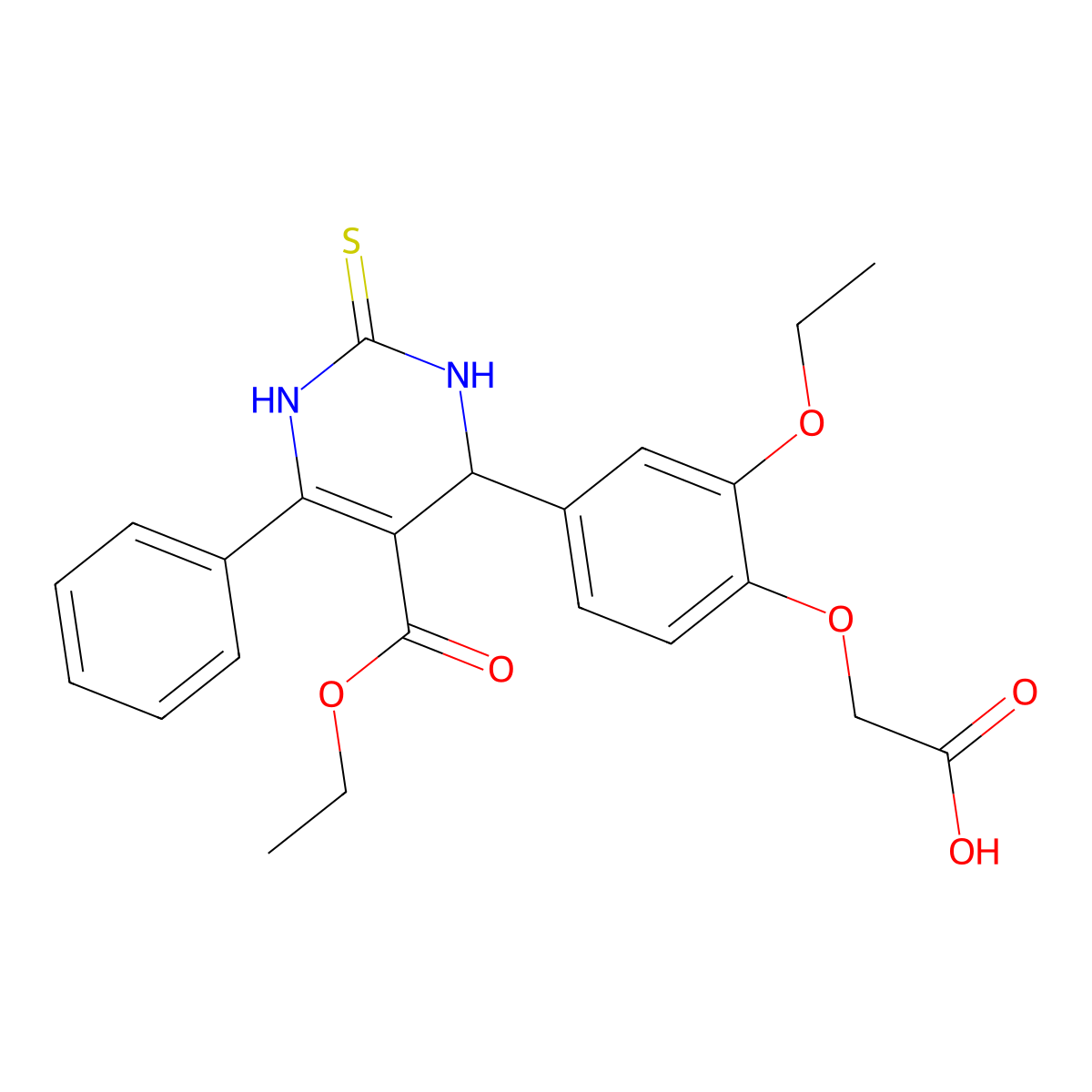 2-[2-ethoxy-4-(5-ethoxycarbonyl-6-phenyl-2-sulfanylidene-3,4-dihydro-1H-pyrimidin-4-yl)phenoxy]acetic acid molecular structure, CAS 353518-98-6