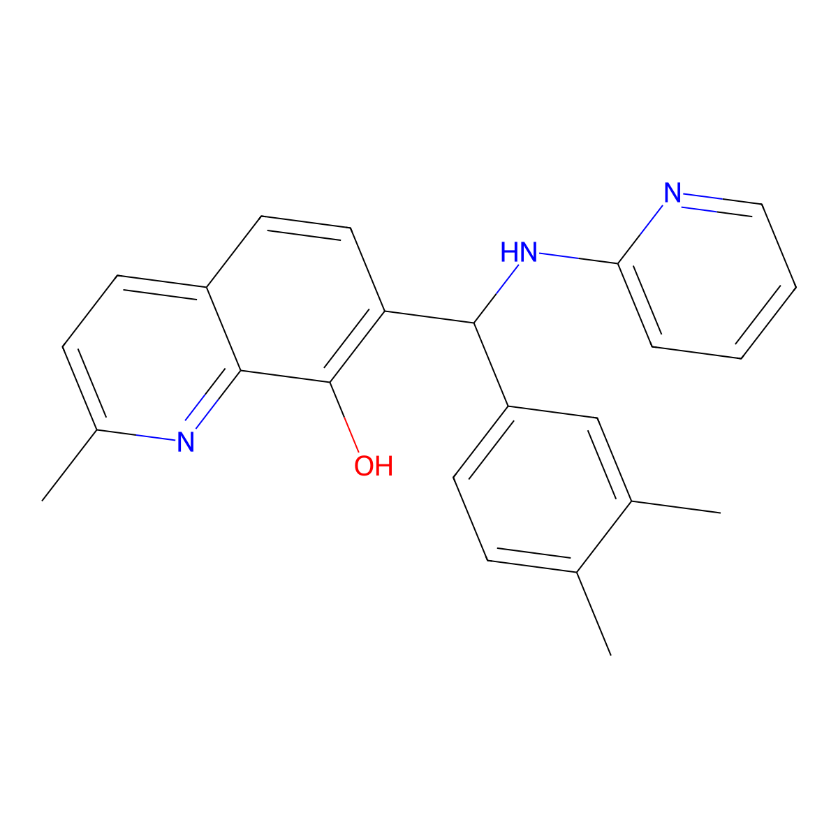 7-[(3,4-Dimethylphenyl)-(pyridin-2-ylamino)methyl]-2-methylquinolin-8-ol molecular structure, CAS 353519-62-7