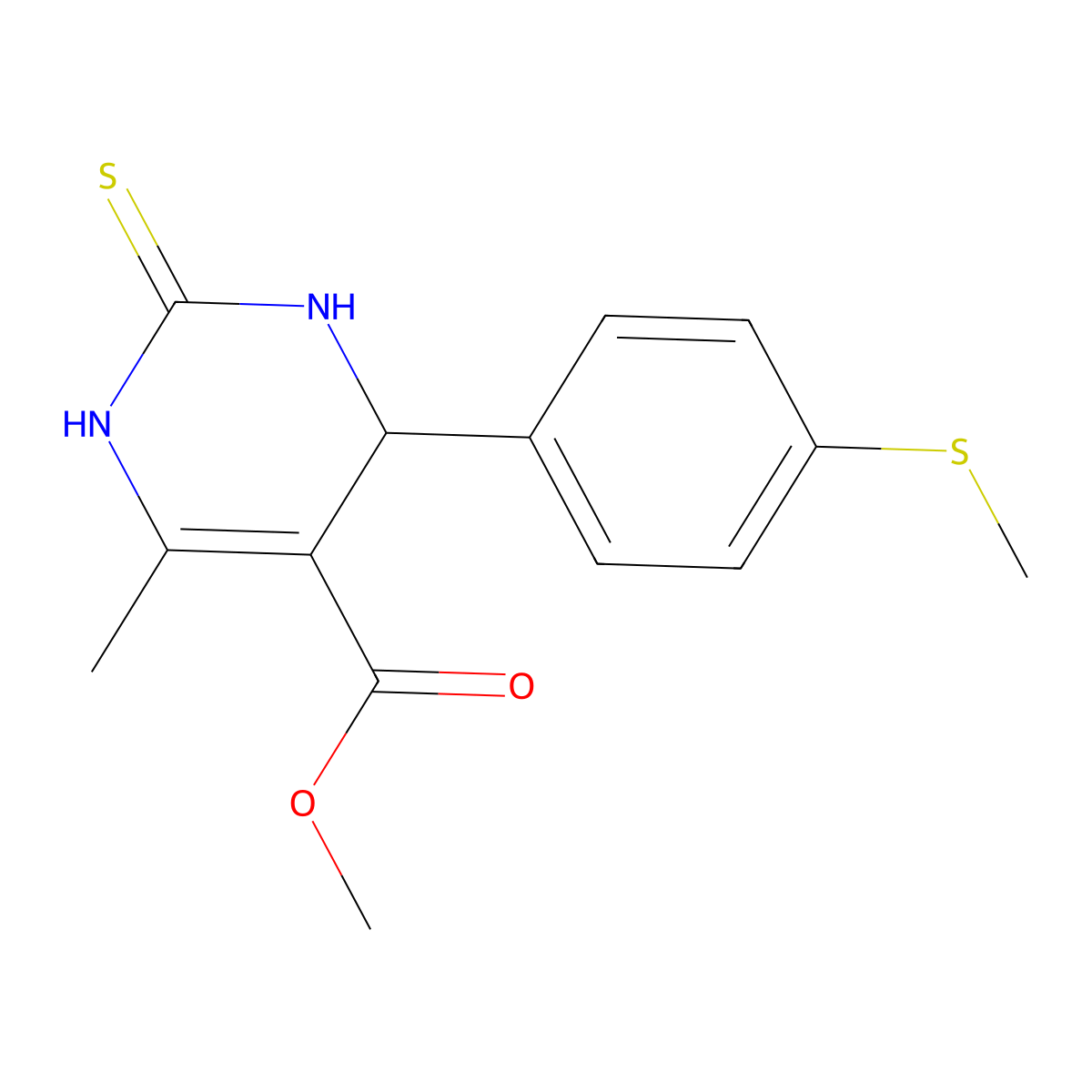 methyl 6-methyl-4-(4-methylsulfanylphenyl)-2-sulfanylidene-3,4-dihydro-1H-pyrimidine-5-carboxylate molecular structure, CAS 353519-87-6