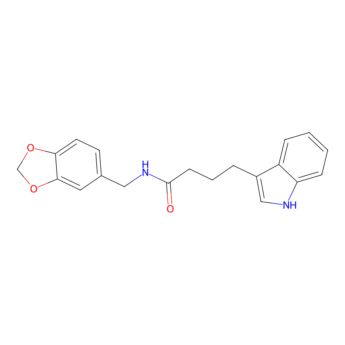 N-(benzo[d][1,3]dioxol-5-ylmethyl)-4-(1H-indol-3-yl)butanamide molecular structure, CAS 353522-37-9