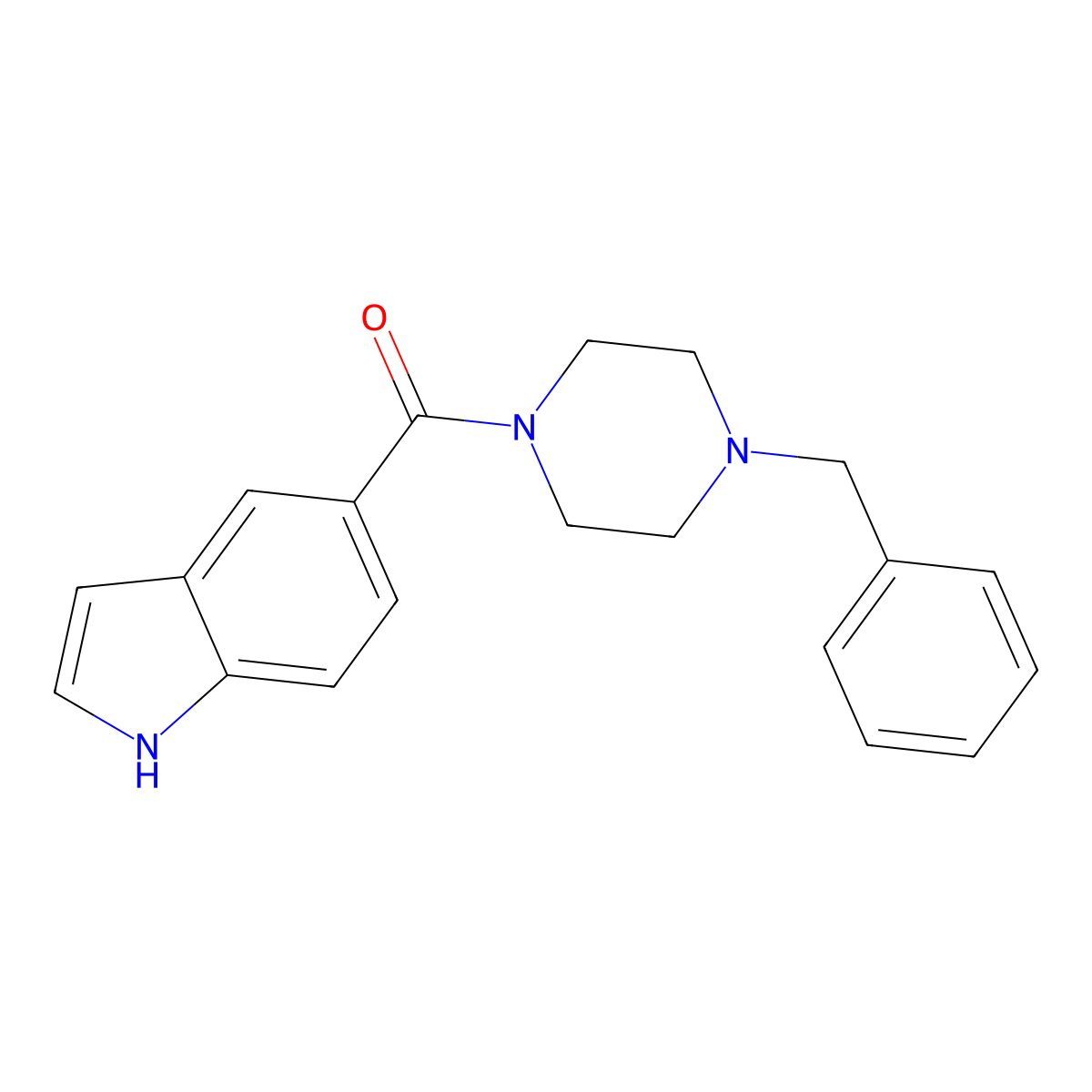 (4-Benzylpiperazin-1-yl)(1H-indol-5-yl)methanone molecular structure, CAS 353522-46-0