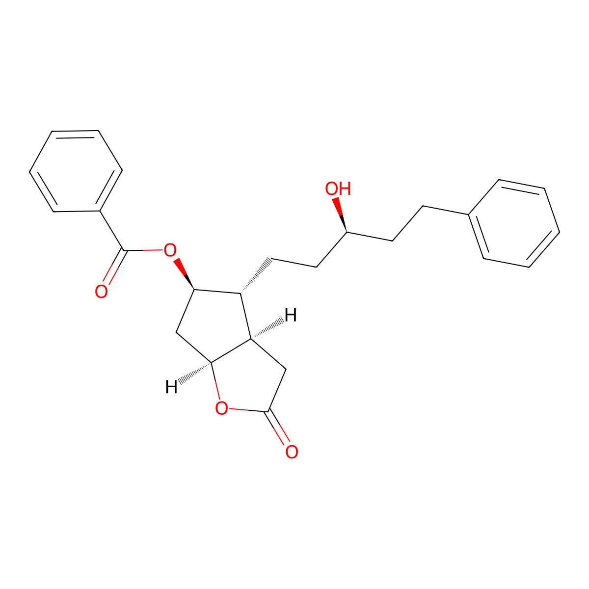 (3aR,4R,5R,6aS)-4-((R)-3-hydroxy-5-phenylpentyl)-2-oxohexahydro-2H-cyclopenta[b]furan-5-yl benzoate molecular structure, CAS 353522-93-7