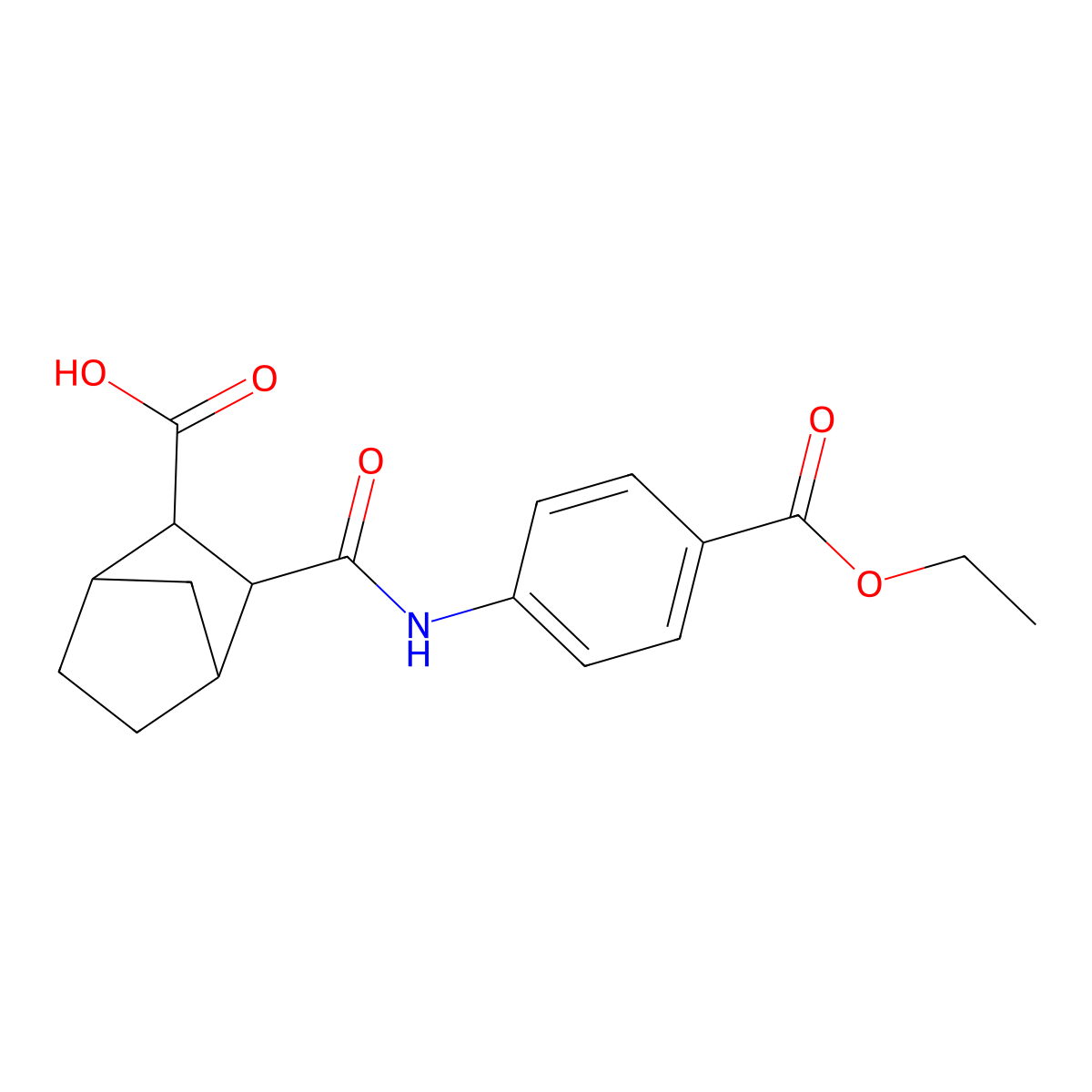 2-[(4-Ethoxycarbonylphenyl)carbamoyl]bicyclo[2.2.1]heptane-3-carboxylic acid molecular structure, CAS 353524-10-4