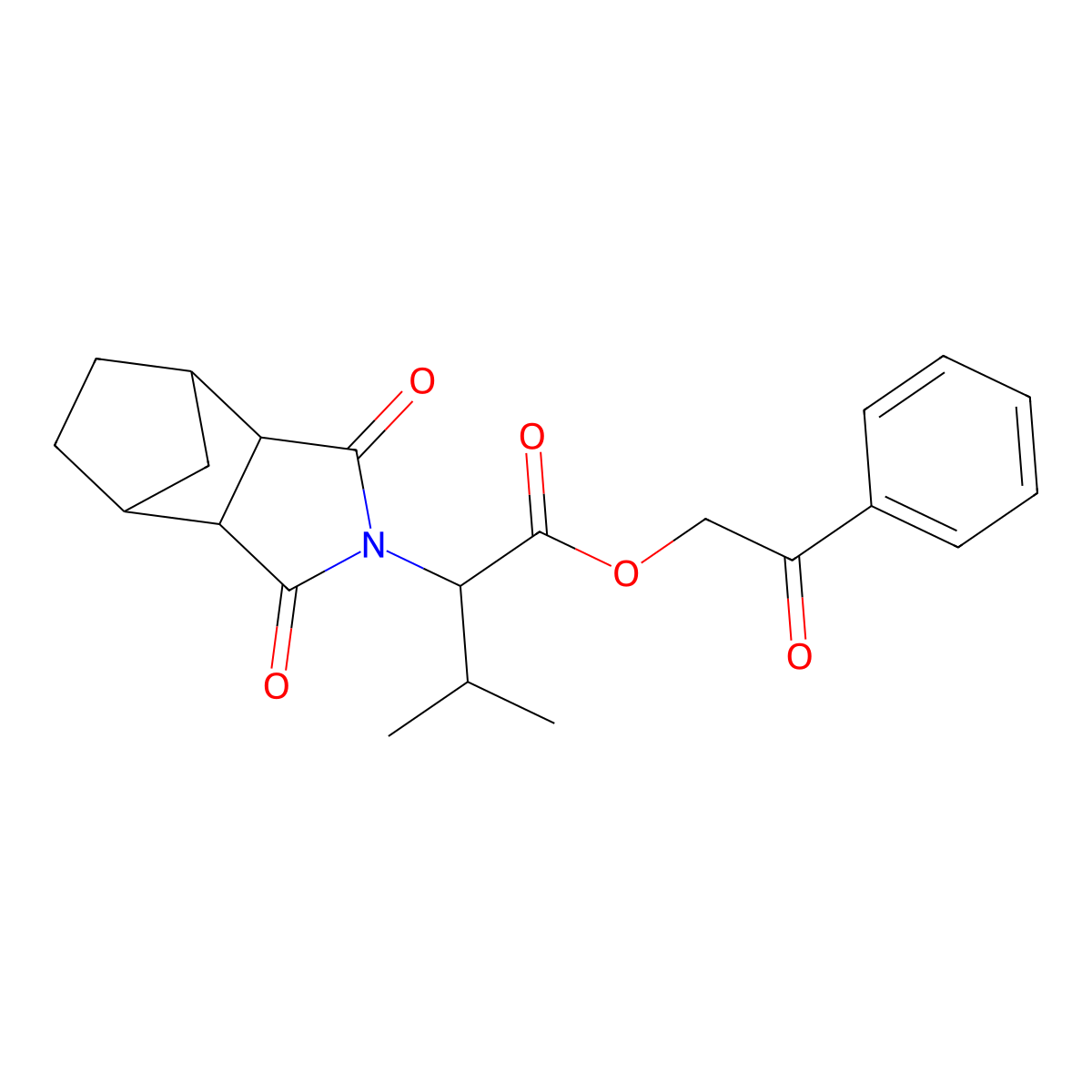 2-oxo-2-phenylethyl 2-(1,3-dioxooctahydro-2H-4,7-methanoisoindol-2-yl)-3-methylbutanoate molecular structure, CAS 353524-31-9