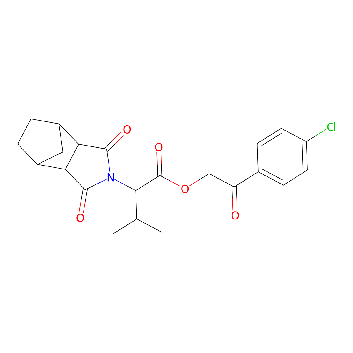 2-(4-chlorophenyl)-2-oxoethyl 2-(1,3-dioxooctahydro-2H-4,7-methanoisoindol-2-yl)-3-methylbutanoate molecular structure, CAS 353524-32-0