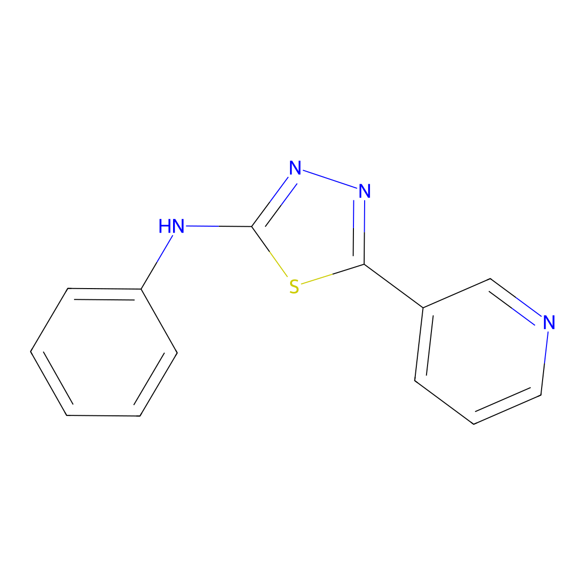 N-phenyl-5-pyridin-3-yl-1,3,4-thiadiazol-2-amine molecular structure, CAS 35356-56-0