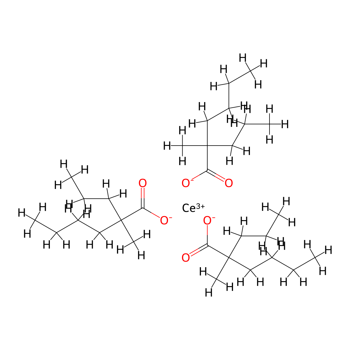 Cerium tris(2-methyl-2-propylhexanoate) molecular structure, CAS 35374-62-0