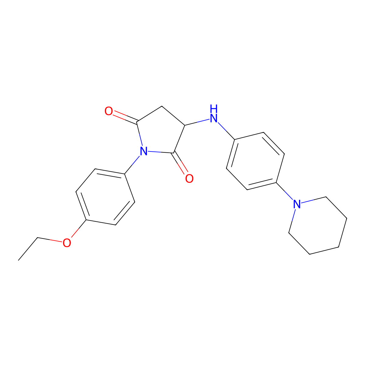 1-(4-Ethoxyphenyl)-3-{[4-(piperidin-1-yl)phenyl]amino}pyrrolidine-2,5-dione molecular structure, CAS 353744-92-0