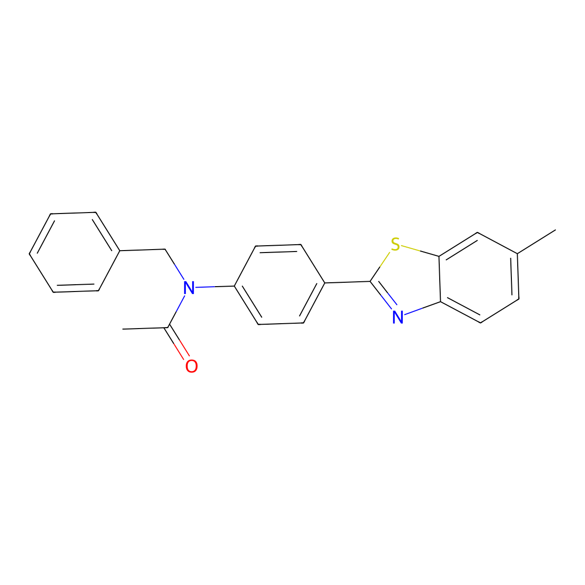 N-benzyl-N-[4-(6-methyl-1,3-benzothiazol-2-yl)phenyl]acetamide molecular structure, CAS 353760-29-9