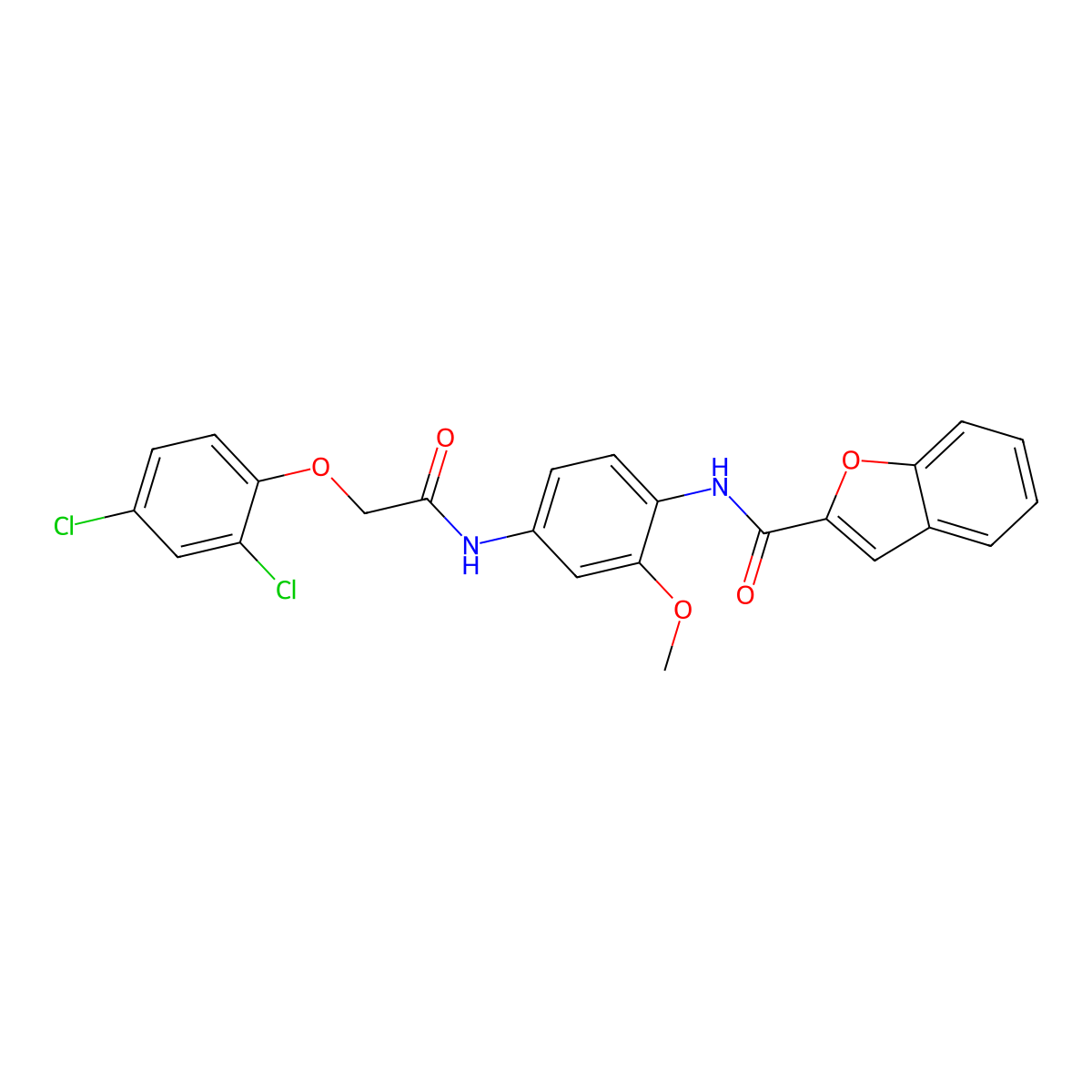 N-(4-{[(2,4-dichlorophenoxy)acetyl]amino}-2-methoxyphenyl)-1-benzofuran-2-carboxamide molecular structure, CAS 353760-93-7