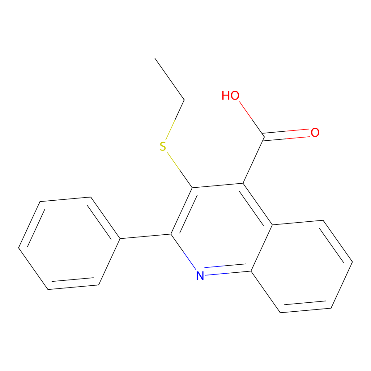 3-(Ethylthio)-2-phenylquinoline-4-carboxylic acid molecular structure, CAS 353761-06-5