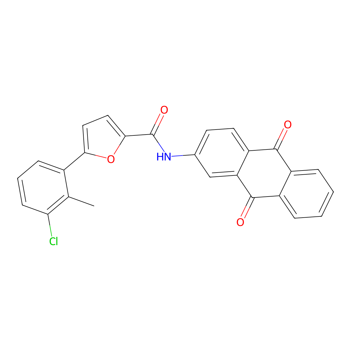 5-(3-chloro-2-methylphenyl)-N-(9,10-dioxoanthracen-2-yl)furan-2-carboxamide molecular structure, CAS 353761-32-7