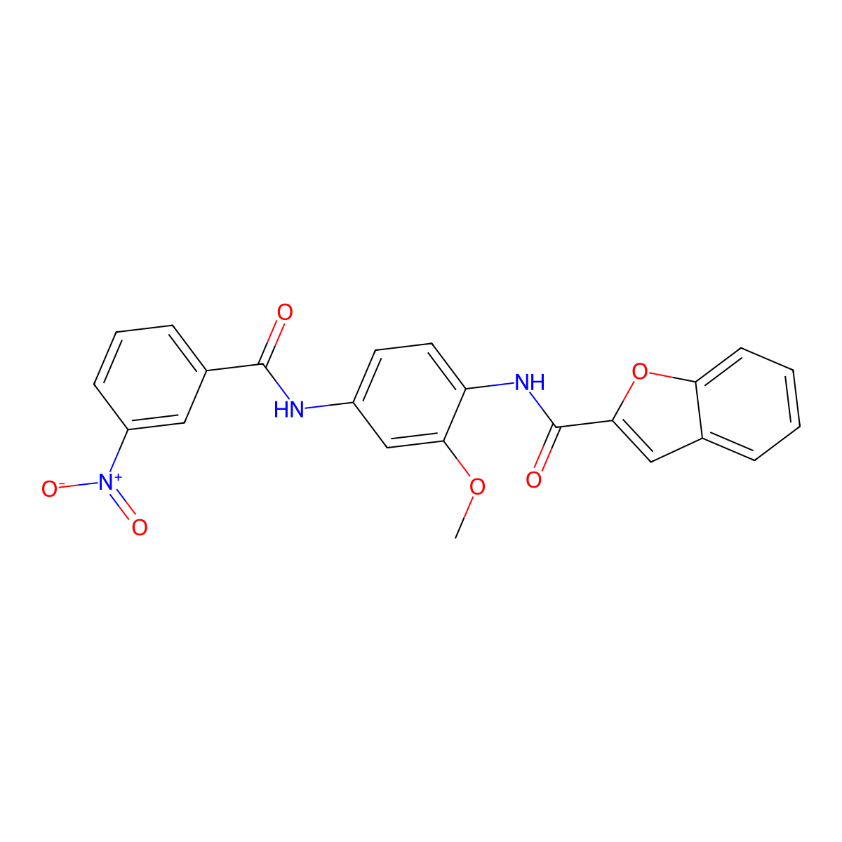 N-[2-methoxy-4-[(3-nitrobenzoyl)amino]phenyl]-1-benzofuran-2-carboxamide molecular structure, CAS 353761-60-1