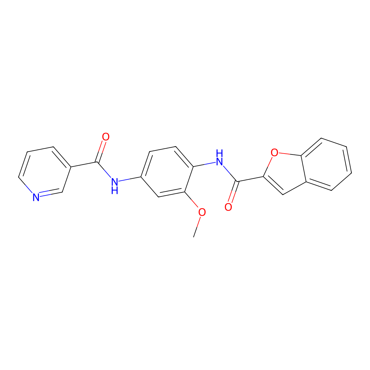 N-[4-(1-benzofuran-2-carbonylamino)-3-methoxyphenyl]pyridine-3-carboxamide molecular structure, CAS 353761-61-2