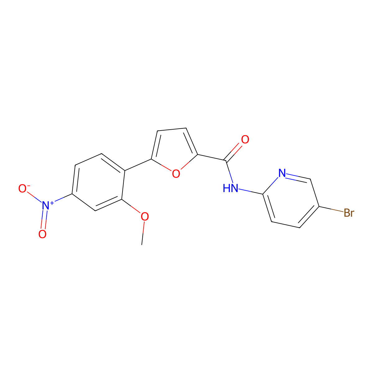 N-(5-bromopyridin-2-yl)-5-(2-methoxy-4-nitrophenyl)furan-2-carboxamide molecular structure, CAS 353761-62-3