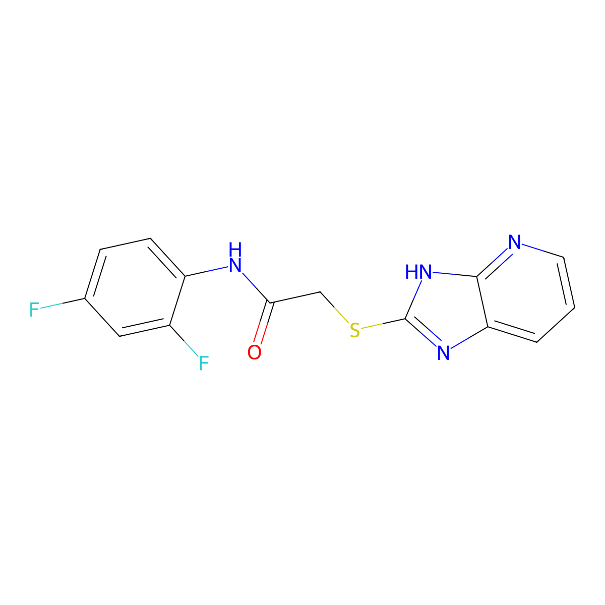 N-(2,4-difluorophenyl)-2-(1H-imidazo[4,5-b]pyridin-2-ylsulfanyl)acetamide molecular structure, CAS 353761-68-9