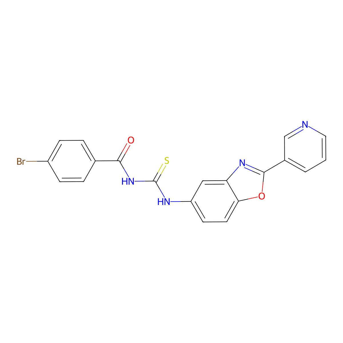 4-bromo-N-[(2-pyridin-3-yl-1,3-benzoxazol-5-yl)carbamothioyl]benzamide molecular structure, CAS 353761-88-3