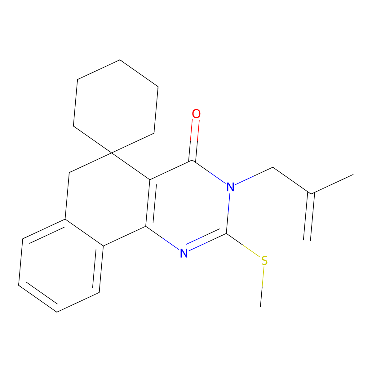 3-(2-methylprop-2-enyl)-2-methylsulfanylspiro[6H-benzo[h]quinazoline-5,1'-cyclohexane]-4-one molecular structure, CAS 353762-13-7